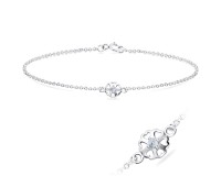 Flower heart Shaped CZ Crystal Silver Bracelet BRS-1114